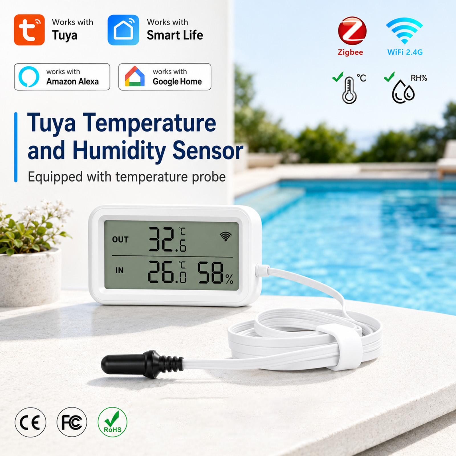 Aquarium Thermometer - مستشعر درجة الحرارة والرطوبة الخارجي مع