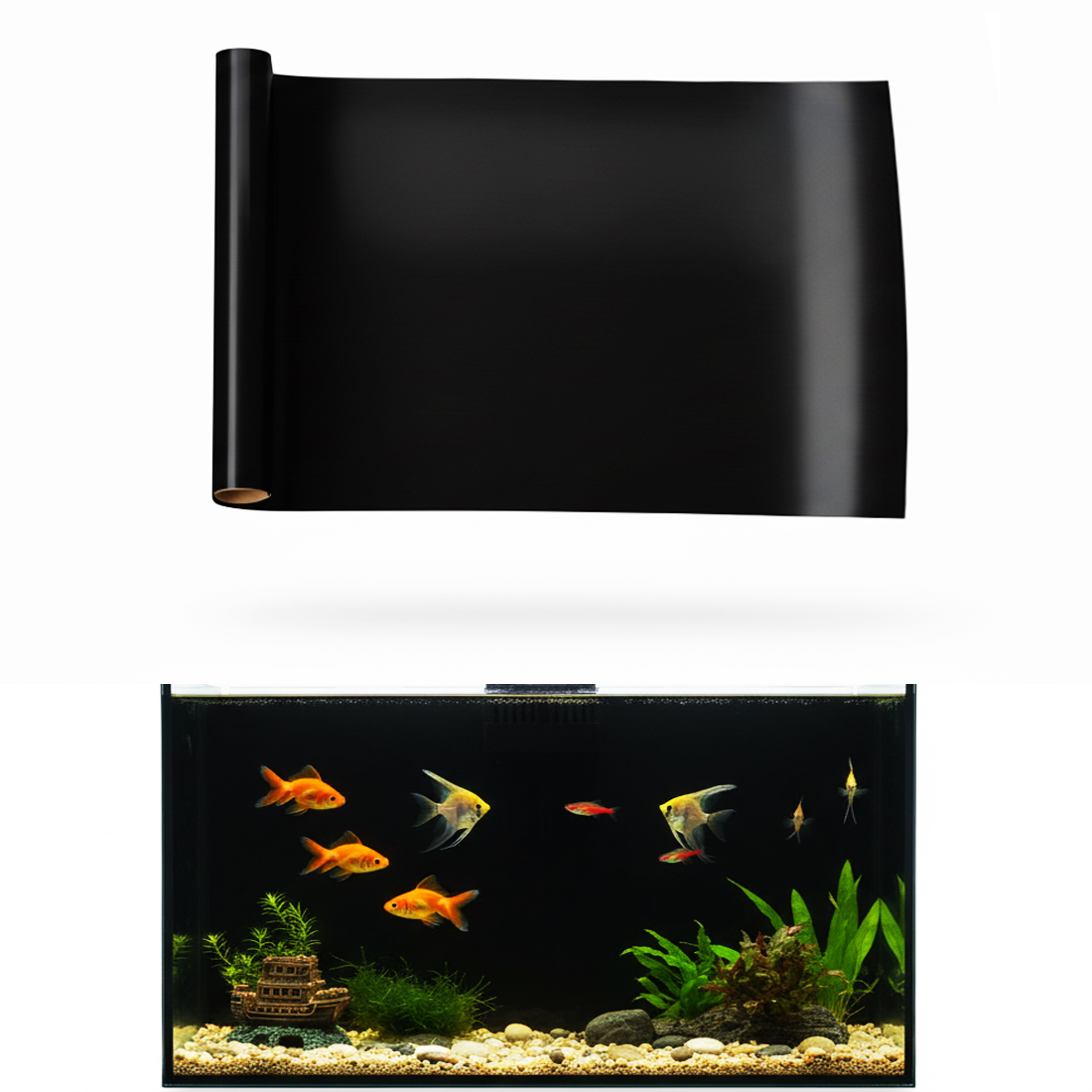 Aquarium Fish Black - خلفية حوض السمك لاصقة ثابتة باللونين