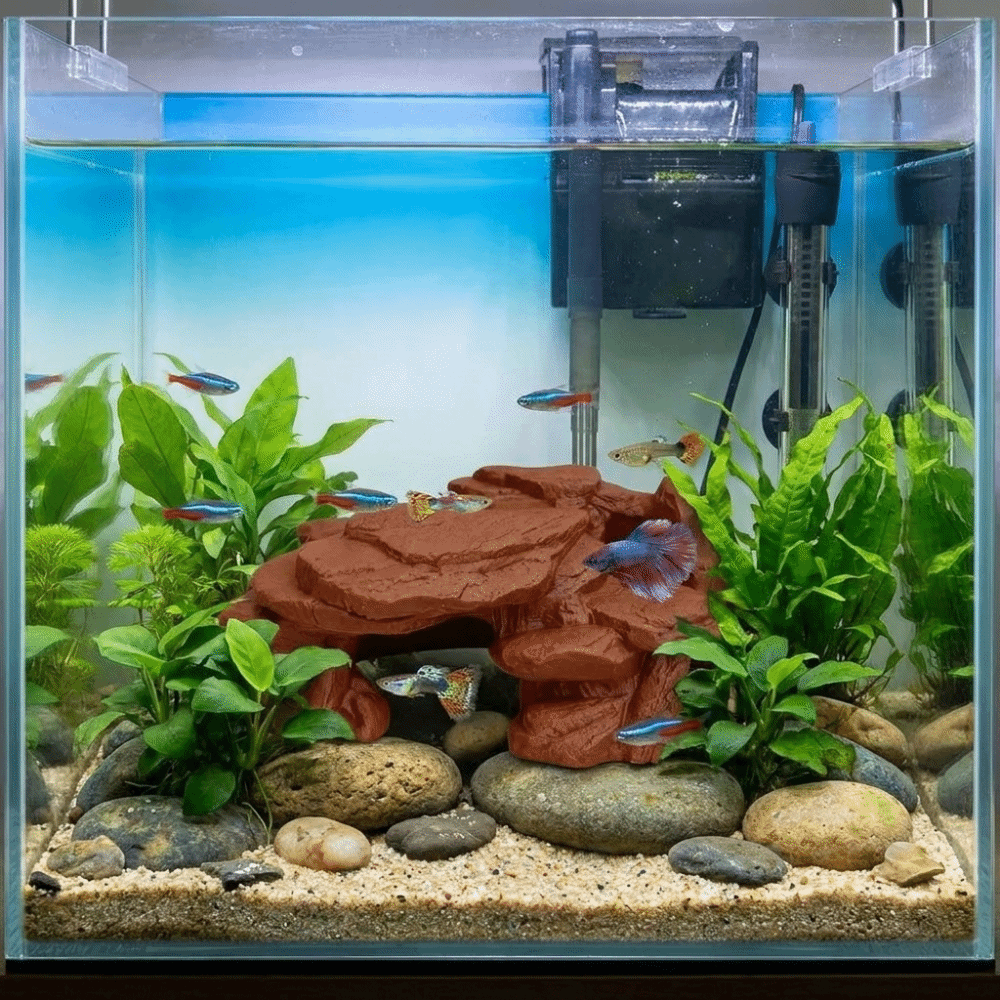 زينة صخرية ثلاثية الأبعاد لأحو - مراجعة Aquarium Fish Games وسعره
