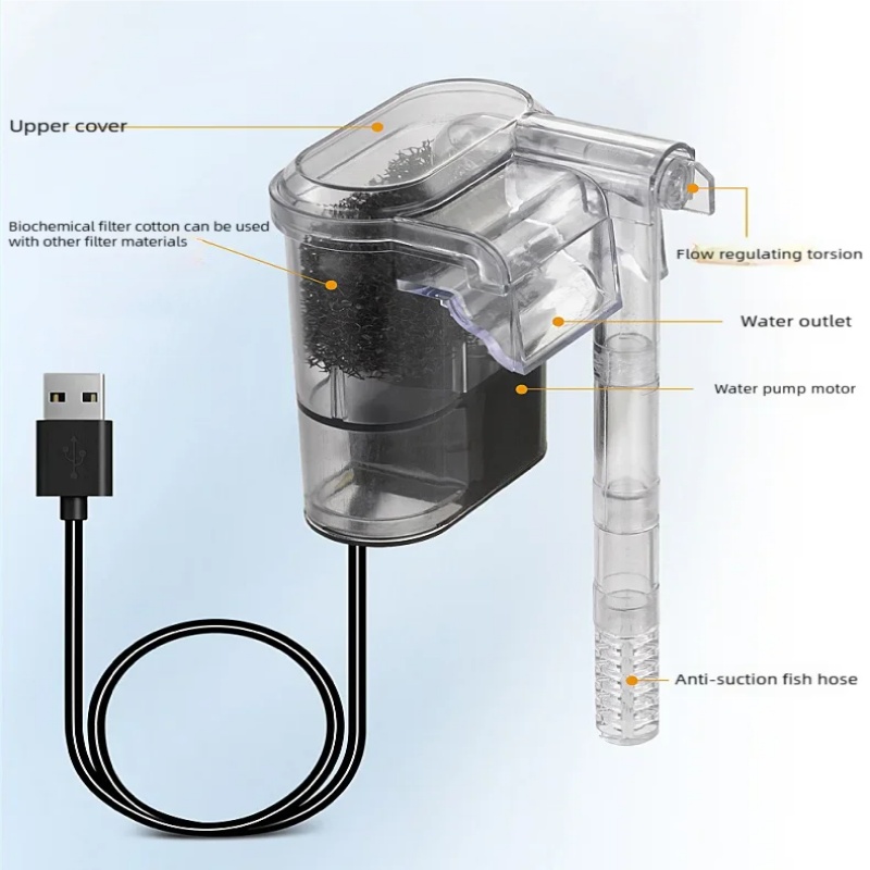 فلتر USB معلق صغير لأحواض السم - مراجعة Cleaner Fish Aquarium وسعره