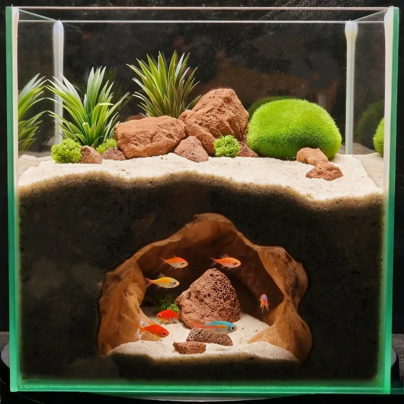 زخرفة حوض السمك على شكل كهف ثق - مراجعة Aquarium Fish Cave وسعره