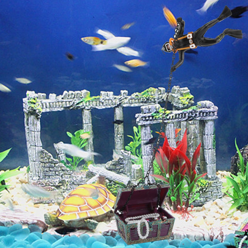 زينة حوض السمك من الراتنج تعمل - مراجعة Aquarium Fish Black وسعره