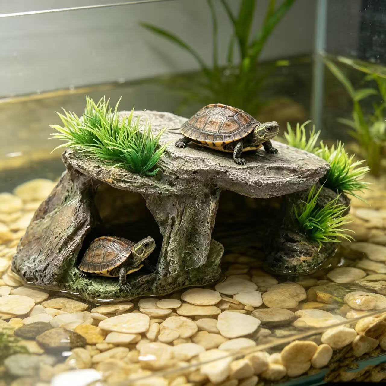 غُرْفَة إخفاء للزواحف ومنصة تس - مراجعة Aquarium Fish Cave وسعره