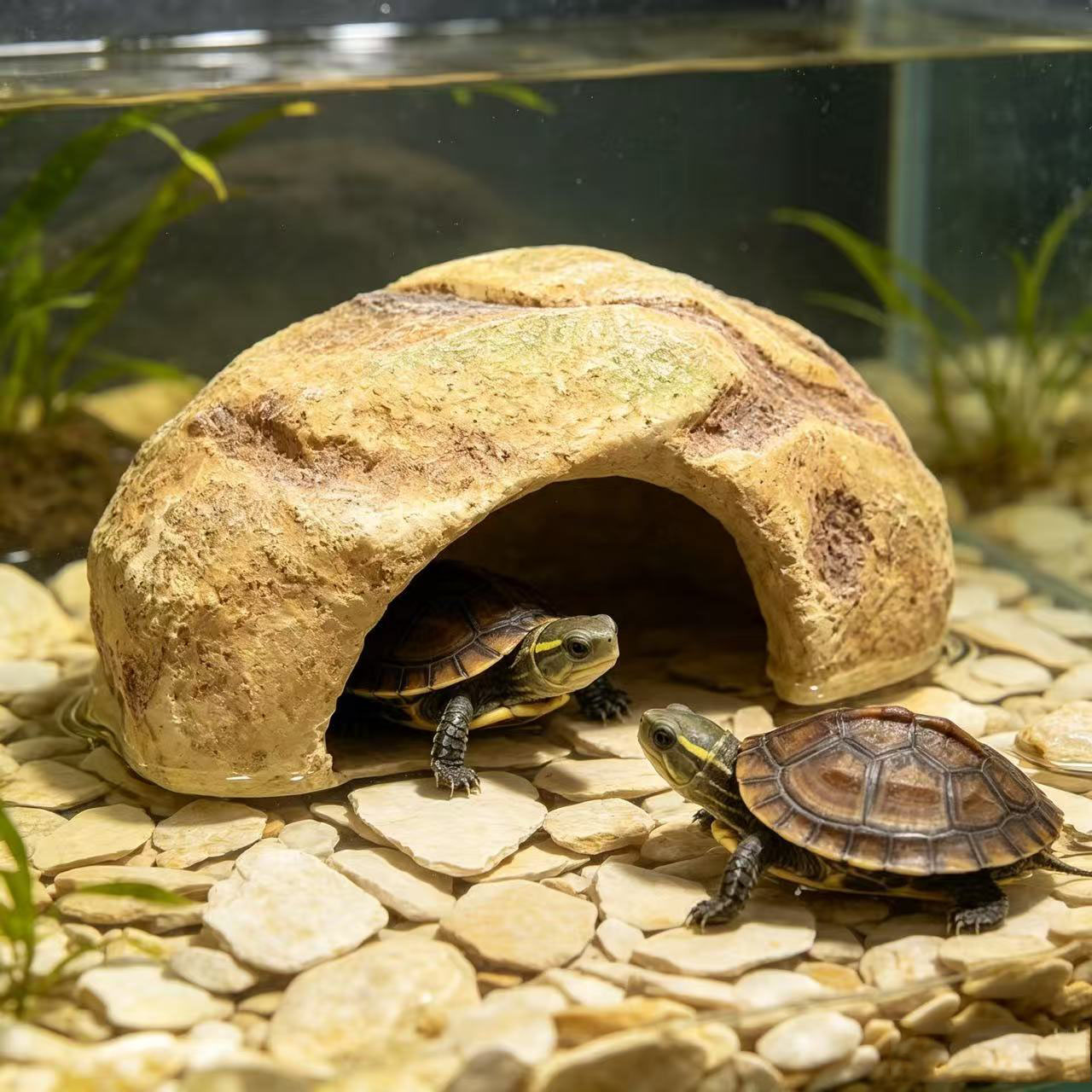 غُرْفَة إخفاء للزواحف ومنصة تس - مراجعة Aquarium Fish Cave وسعره